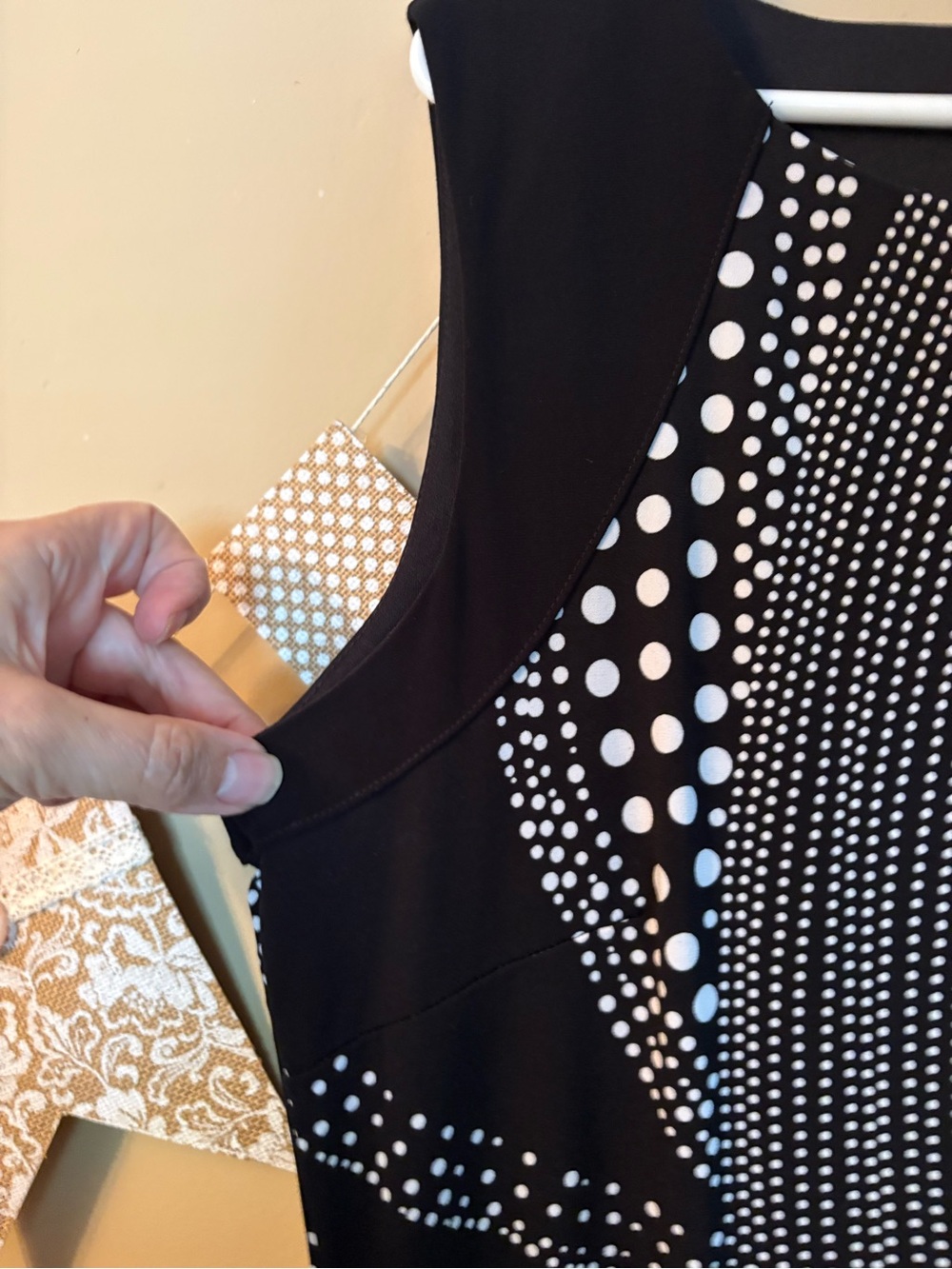 Bali Black Midi Dress with White Dot Pattern - Picture 4 of 7